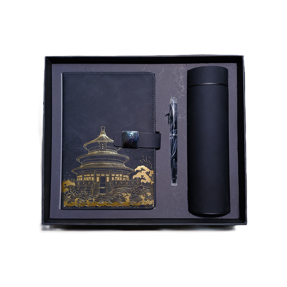 HSS PU LOOTER Notebook Juego de regalos National Trend Notebook Set de regalos, que incluye bolígrafo, taza de agua y bolsa de regalo