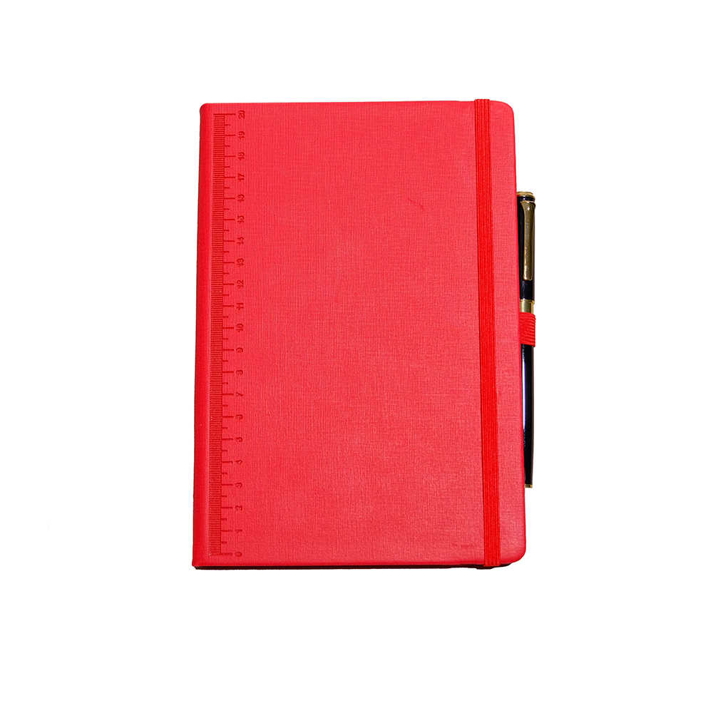 Notebook de tapa dura PU con correas con bolígrafo