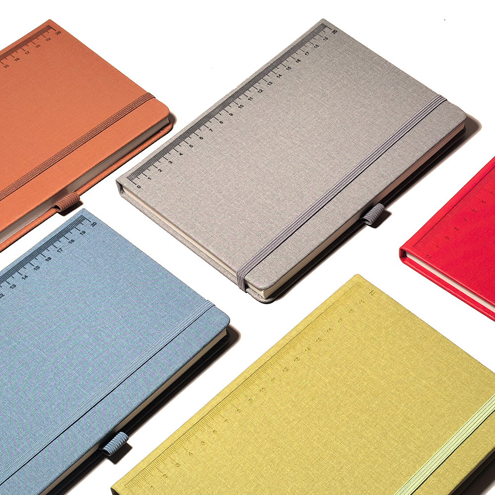 Notebook de tapa dura PU con correas con bolígrafo